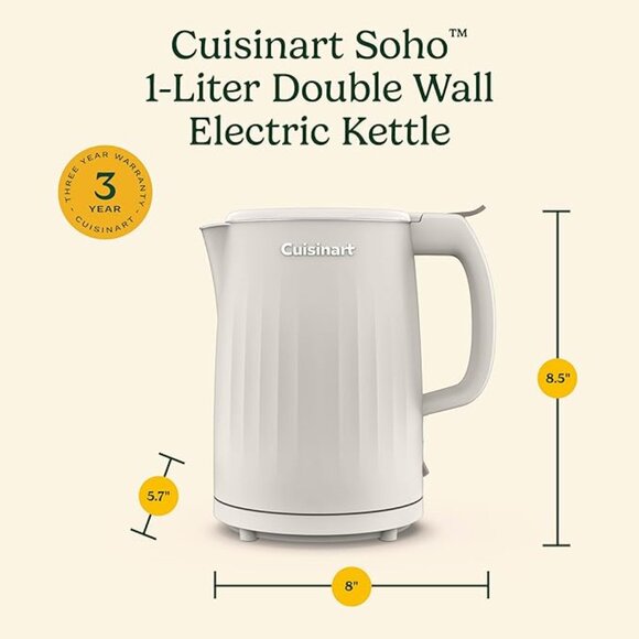 Cuisinart Soho 1 Liter Double Wall Electric Kettle, Truffle (Used for 1 week) - Picture 6 of 9